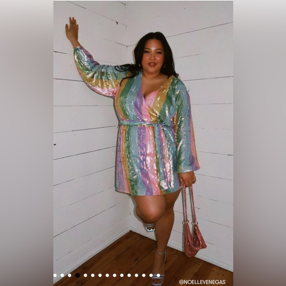 Show Me Your MuMu Pastel Rainbow Sequin Mini Dress - Picture 12 of 13